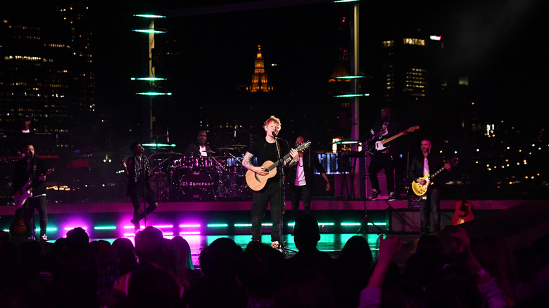 Ed Sheeran performing in New York City at the 2021 VMAs