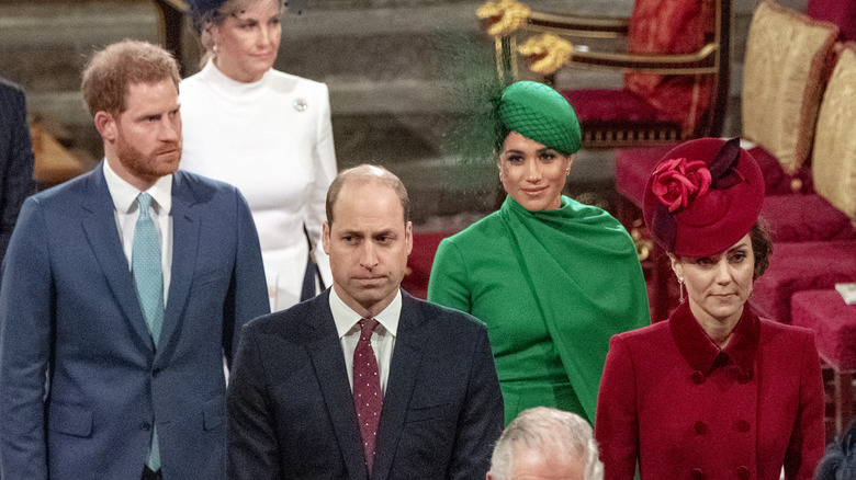 Prince Harry, Prince William, Meghan Markle & Kate Middleton walking