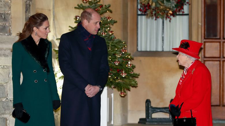 Queen Elizabeth with Prince William and Kate Middleton