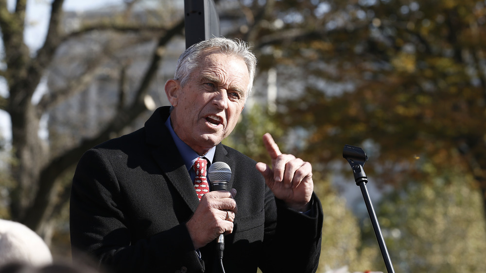 Robert F. Kennedy Jr. speaks at a climate protest in 2019 Washington D.C.