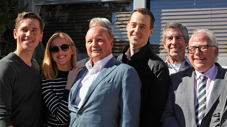 Sean Murray and others during the cake cutting celebration for "NCIS" 300th episode in 2016