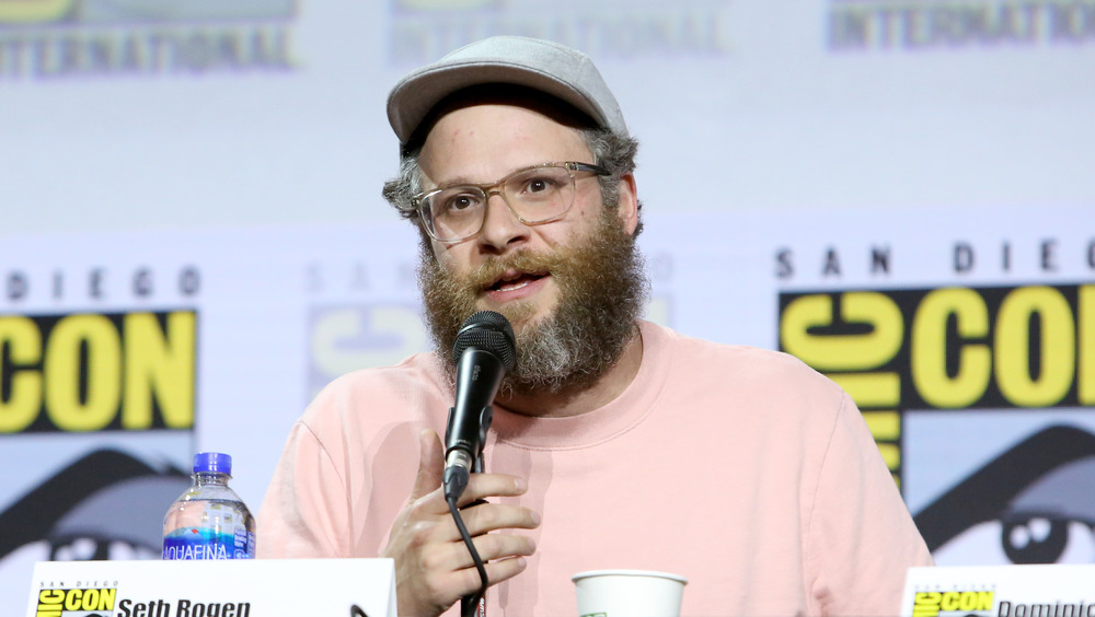 Seth Rogen speaking at comic con