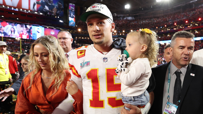 Brittany Mahomes walking with family