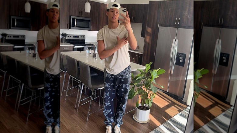 Jackson Mahomes taking selfie in kitchen