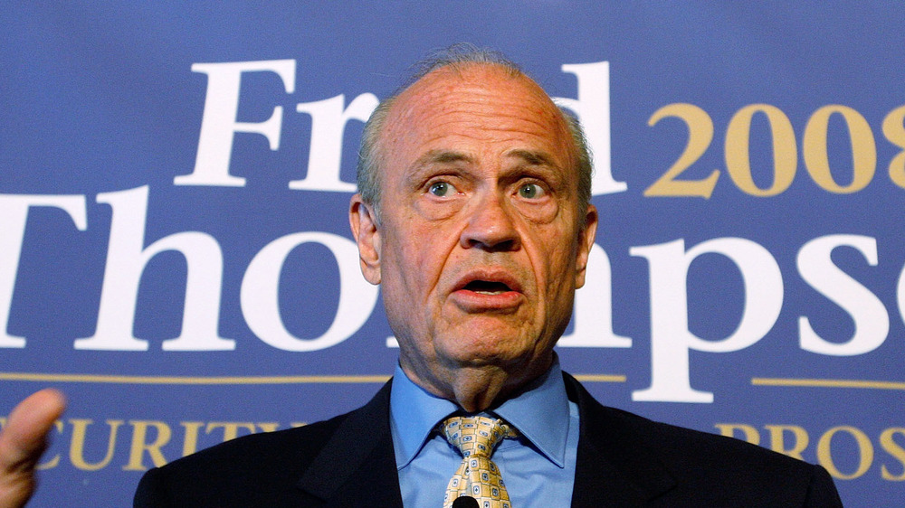 Fred Thompson at a news conference