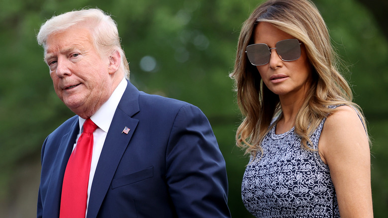 President Donald Trump and first lady Melania Trump returning to the White House