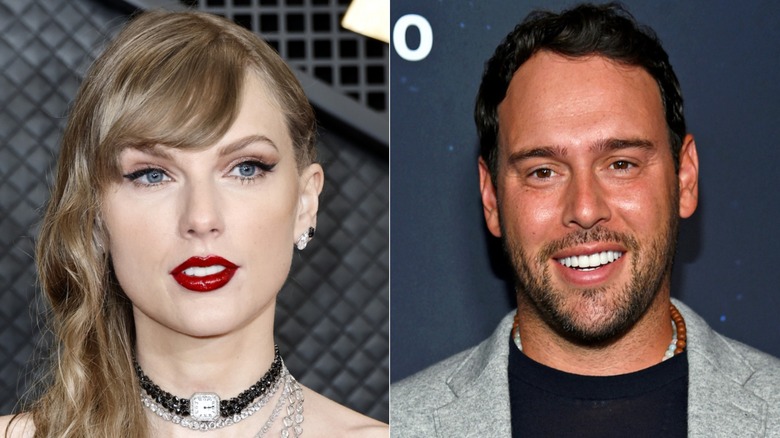 Taylor Swift and Scooter Braun side by side