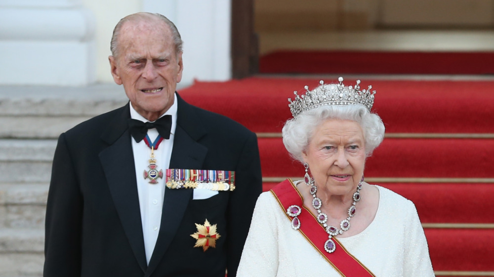 Queen Elizabeth and Prince Philip at the state banquet in their honour at Schloss Bellevue palace in Germany in 2004