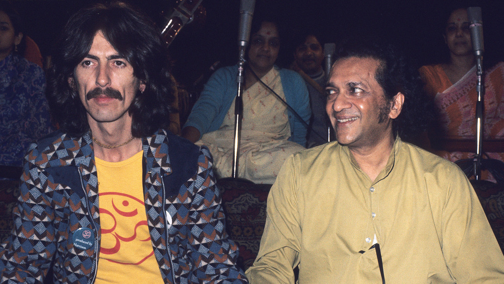 George Harrison with sitar player Ravi Shankar