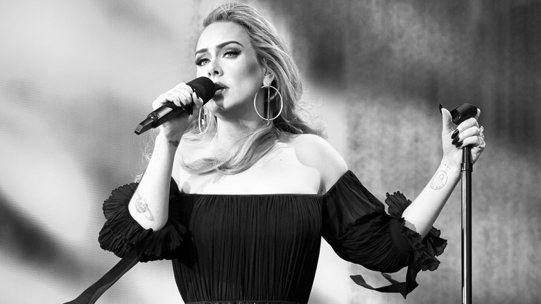 Adele performing on stage