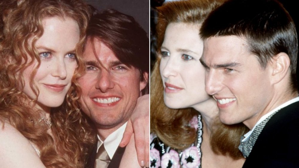 Tom Cruise and Nicole Kidman (left), Mimi Rogers and Tom Cruise (right)