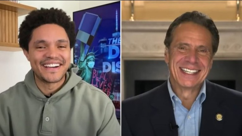 Trevor Noah interviewing Andrew Cuomo on "The Daily Show"