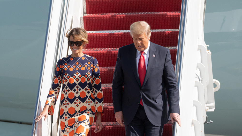 Donald and Melania Trump stairs