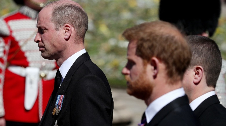 Prince William and Prince Harry at the ceremony before Prince Philip's funeral April 17, 2021 