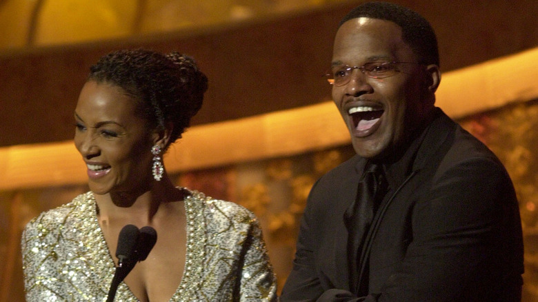 Vivica A. Fox and Jamie Foxx laughing 