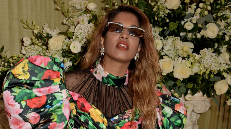 M.I.A attends the British Vogue and Tiffany & Co. Fashion and Film Party at Annabel's on February 2, 2020 in London, England.