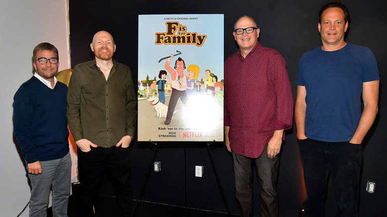 Peter Billingsley, Bill Burr, Michael Price and Vince Vaughn promoting 'F Is for Family'