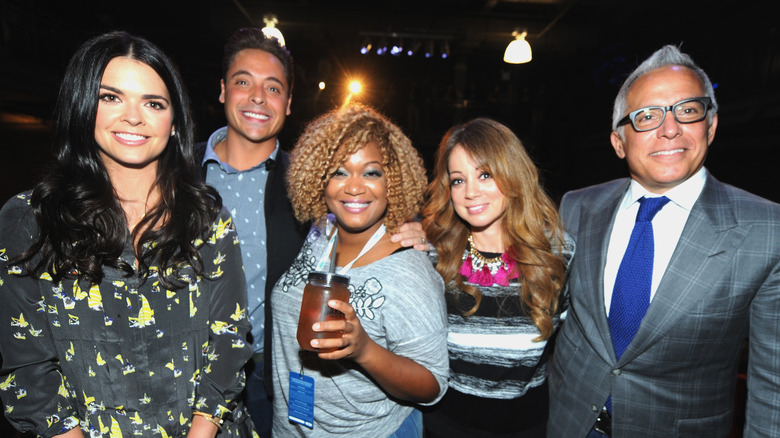 Katie Lee, Jeff Mauro, Sunny Anderson, Marcela Valladolid and Geoffrey Zakarian posing together