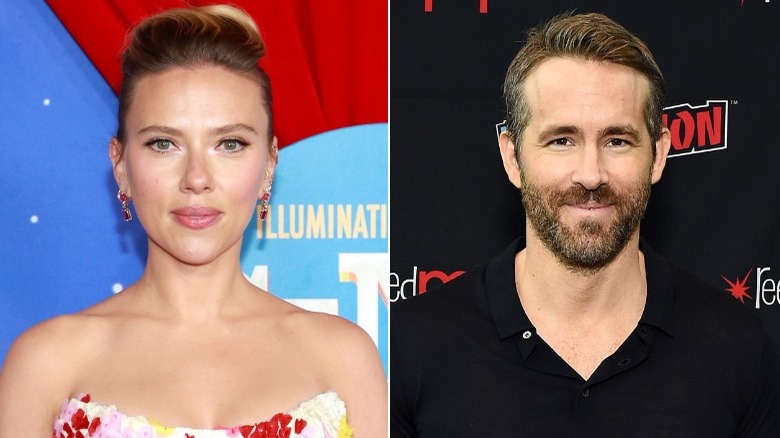 Scarlett Johansson and Ryan Reynolds smiling