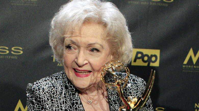 Betty White poses for a photo 