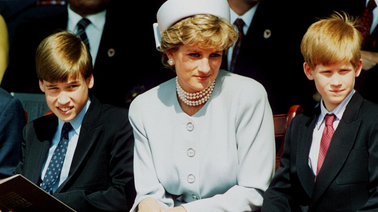 Princess Diana, with her sons Prince William and Prince Harry at ceremony 1995