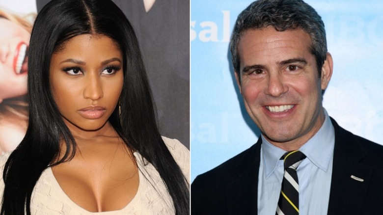 Side by side of Nicki Minaj and Andy Cohen