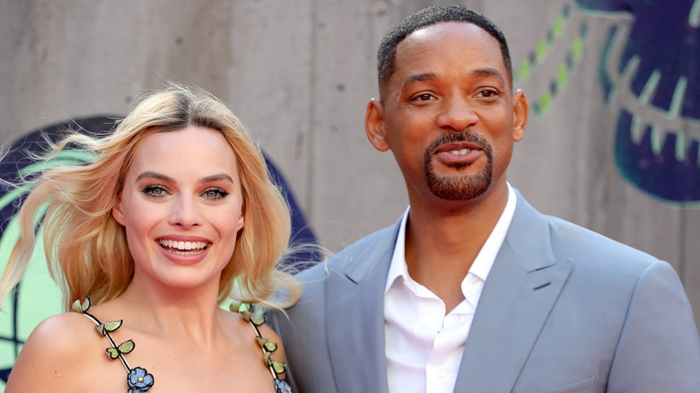 Margot Robbie posing with Will Smith