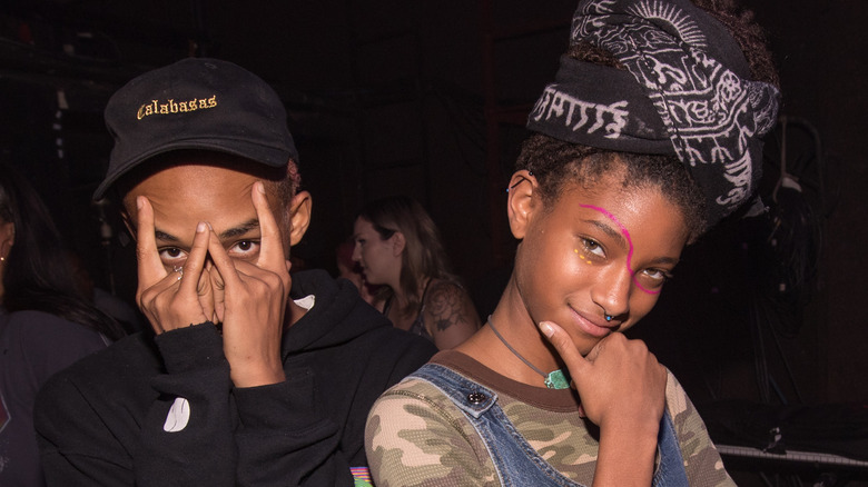 Jaden Smith and Willow Smith pulling poses