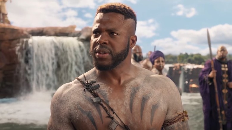 Shirtless Winston Duke as M'Baku