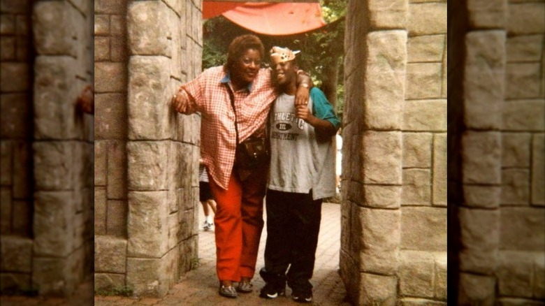 Winston Duke and mom, zoo