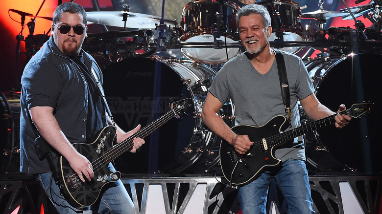 Wolfgang Van Halen and Eddie Van Halen performing together