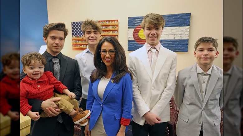 Lauren Boebert poses with her family on the day of her swearing in.