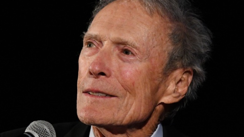 Clint Eastwood speaking microphone