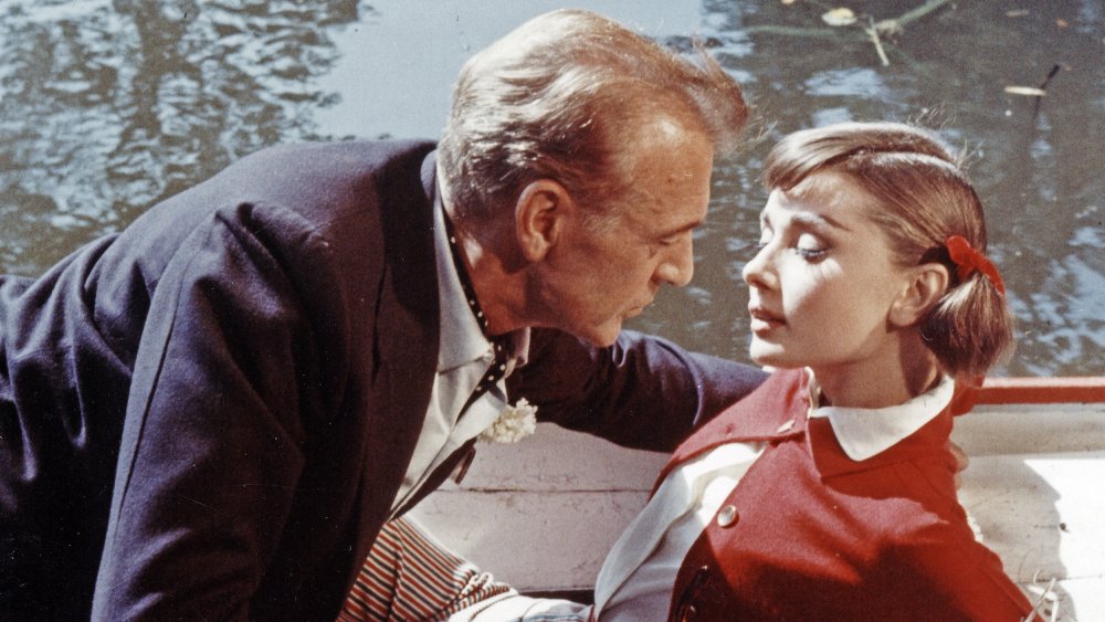 Gary Cooper and Audrey Hepburn in a scene from Love in the Afternoon