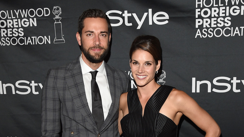 Zachary Levi and Missy Peregrym posing