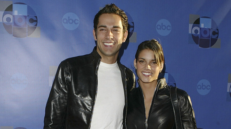 Zachary Levi poses with Missy Peregrym