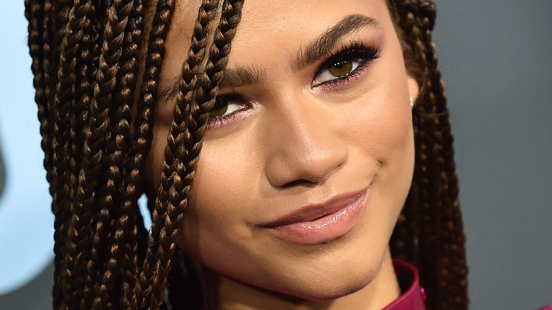 Zandaya poses in cornrow braids