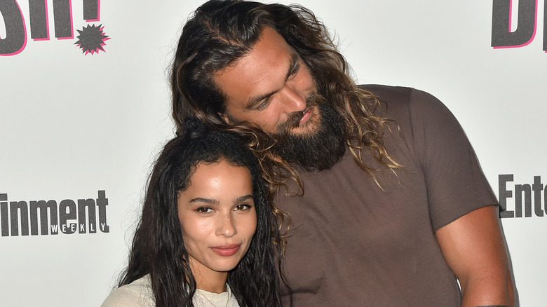 Zoë Kravitz and Jason Momoa smiling